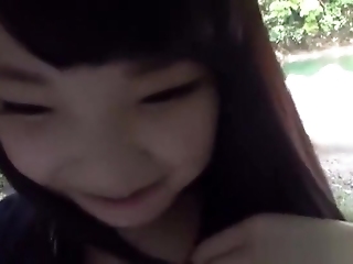Lovely Japanese Doll Gives Hot Outdoor Blowjob